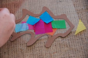 self adhesive leaf with tissue paper middle