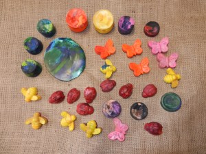 Recycled Crayon Examples.  Many made with a solar oven.